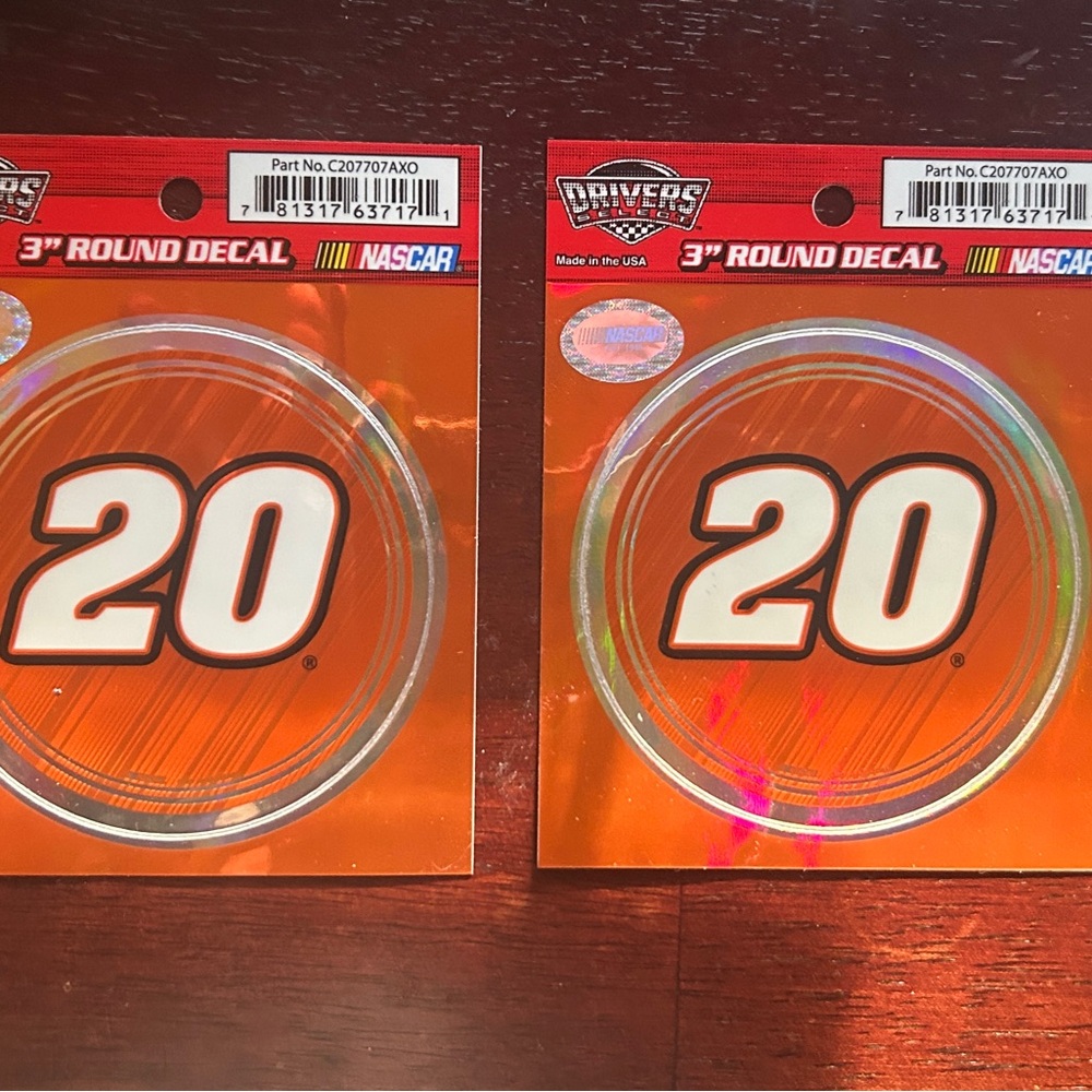 DRIVERS SELECT #20 TONY STEWART 3" ROUND DECALL MINT CONDITION SET OF 2